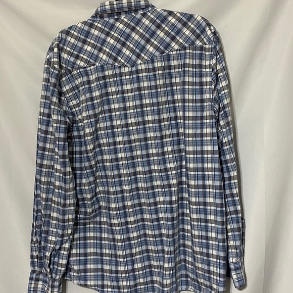 BULLHEAD WESTERN-SHIRT MENS SIZE XXL BLUE PLAID PEARL SNAP BUTTONS 100-% COTTON - Picture 10 of 12
